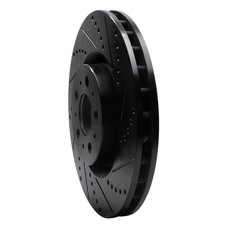 Volvo V70 Brake Rotor (1) - Front Right - R1 Concepts - Drilled & Slotted - Black - `04-`07